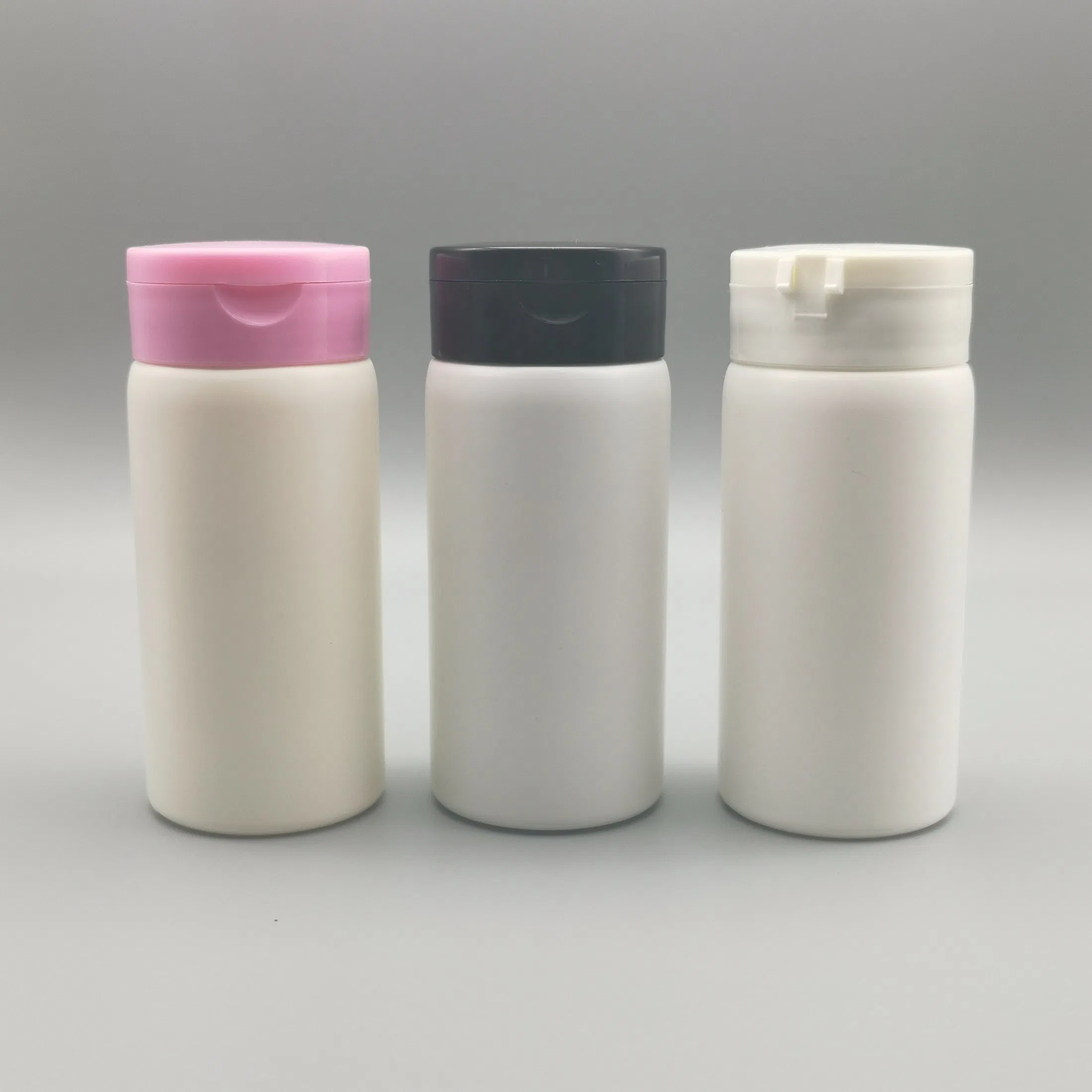 120ml HDPE Plastic Powder Bottle Three Holes Sifter Flip Top Cap Baby Talcum Powder Dry Powder Bottle