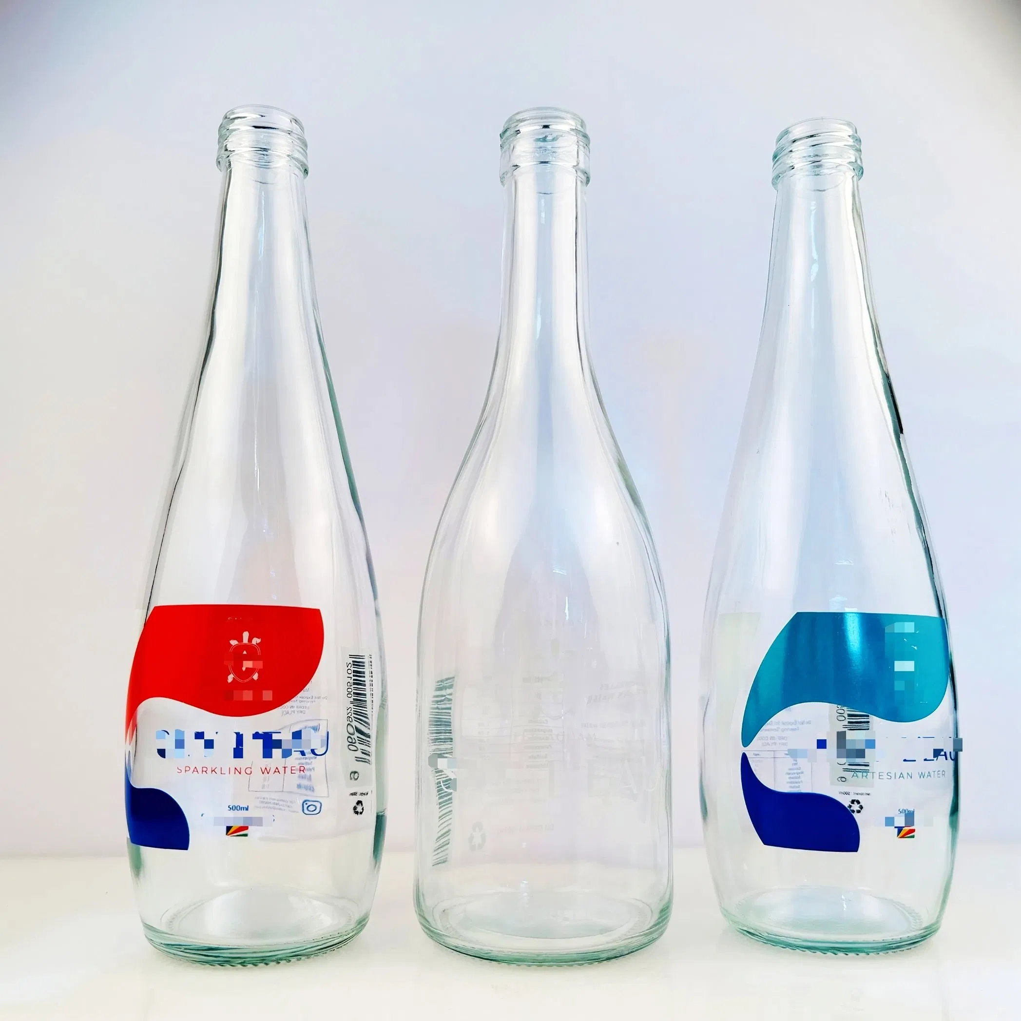Glass Beverage Bottle for Sparkling Mineral Water Packaging Bottle 200ml 330ml 500ml 750ml 1L