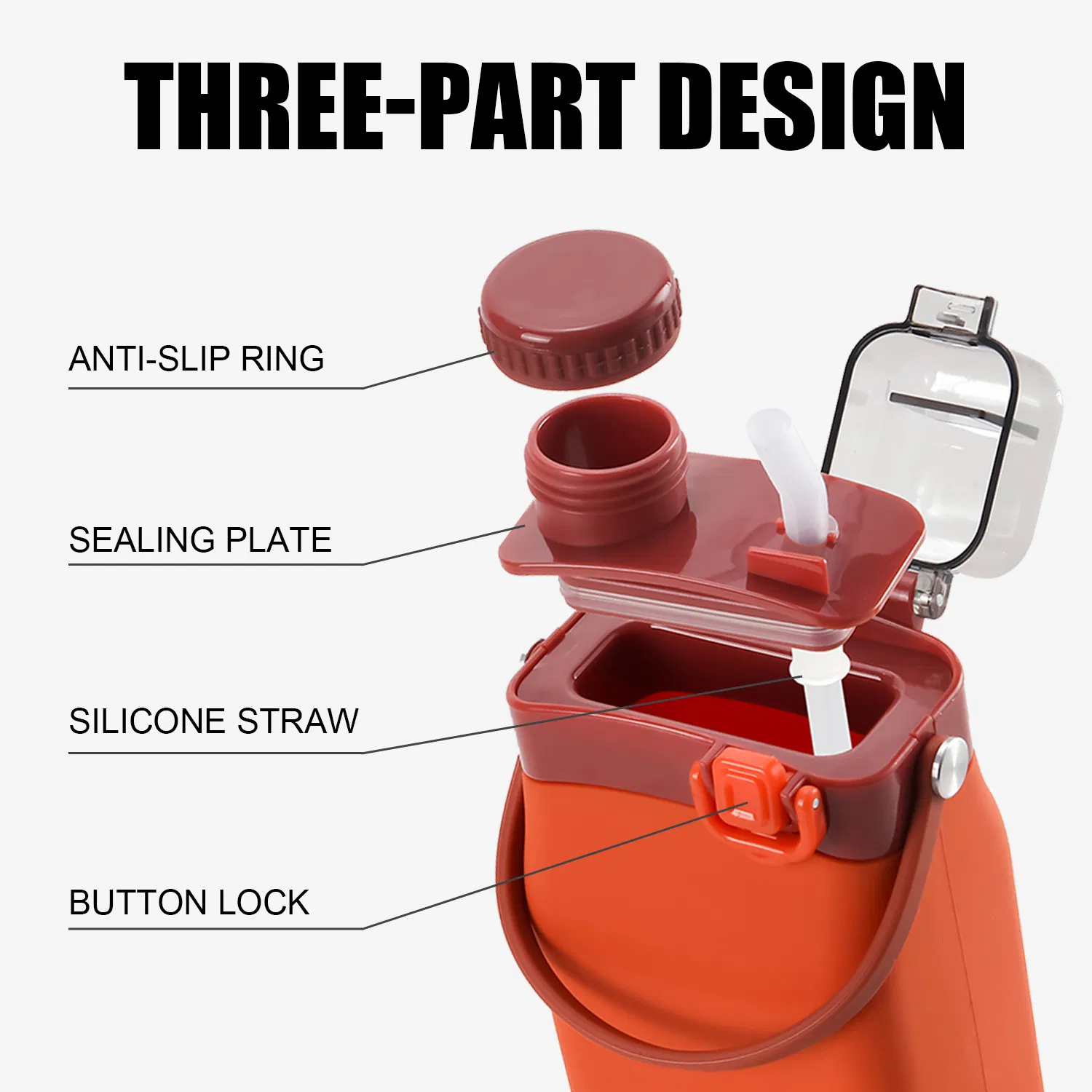 Eco-Friendly Leakproof Lightweight Reusable Outdoor Sport Portable Foldable Silicone Collapsible Water Bottles for Kids