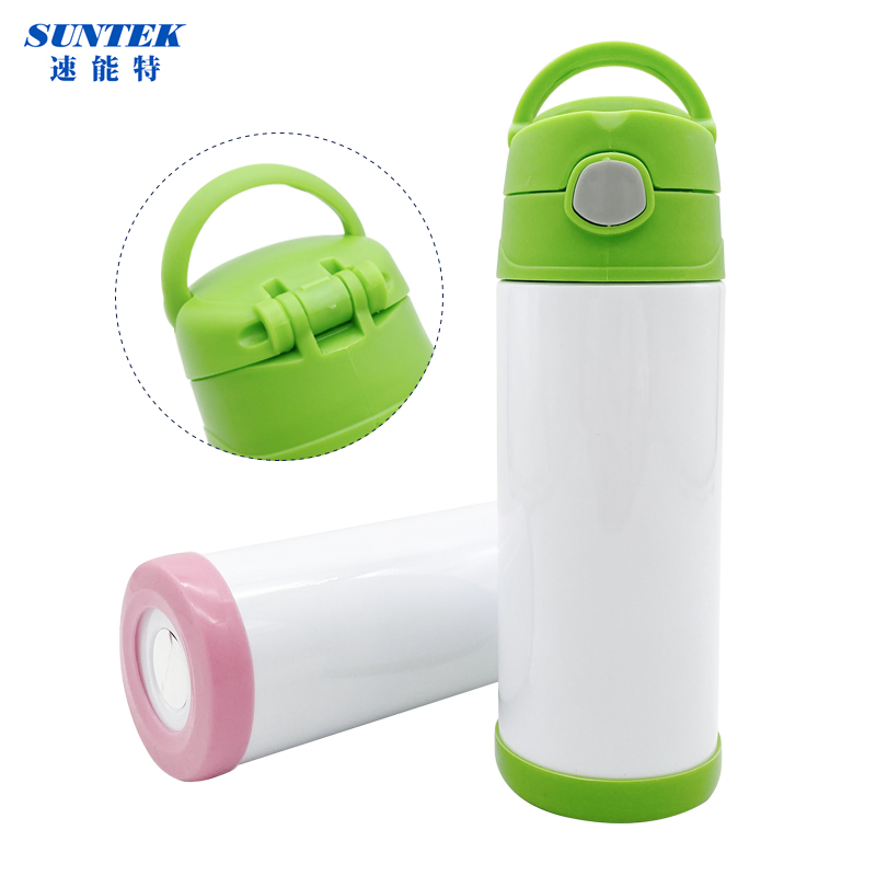 Fast Shipping 350ml 12oz Smart Sublimation Tumbler Kids Insulated Vacuum Water Bottle with Straw and Flip Lid
