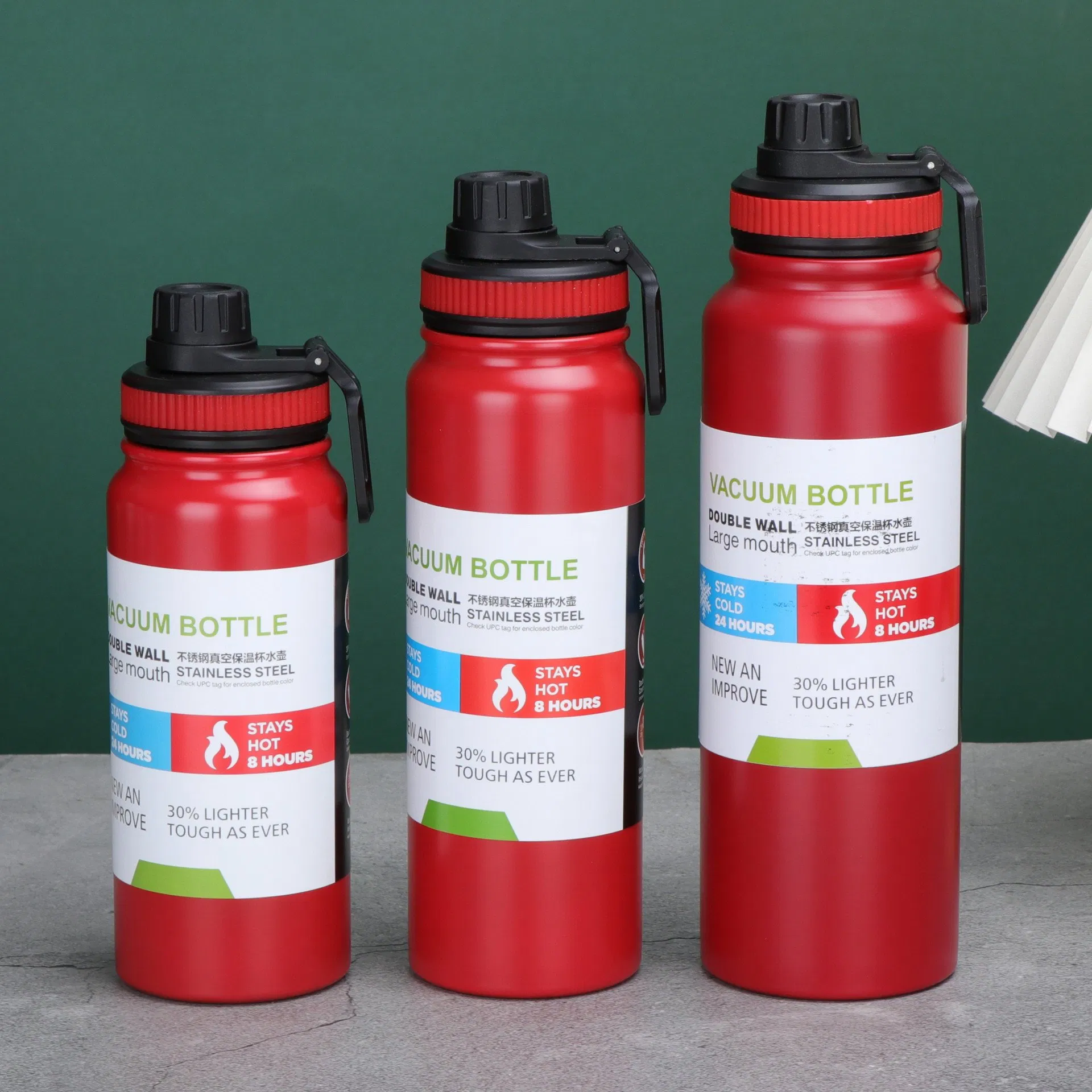 Wide Mouth with Straw Lid Double Wall Vacuum Insulated Stainless Steel Sports Water Bottle Outdoor Travel Gym Tumbler Cup Mug