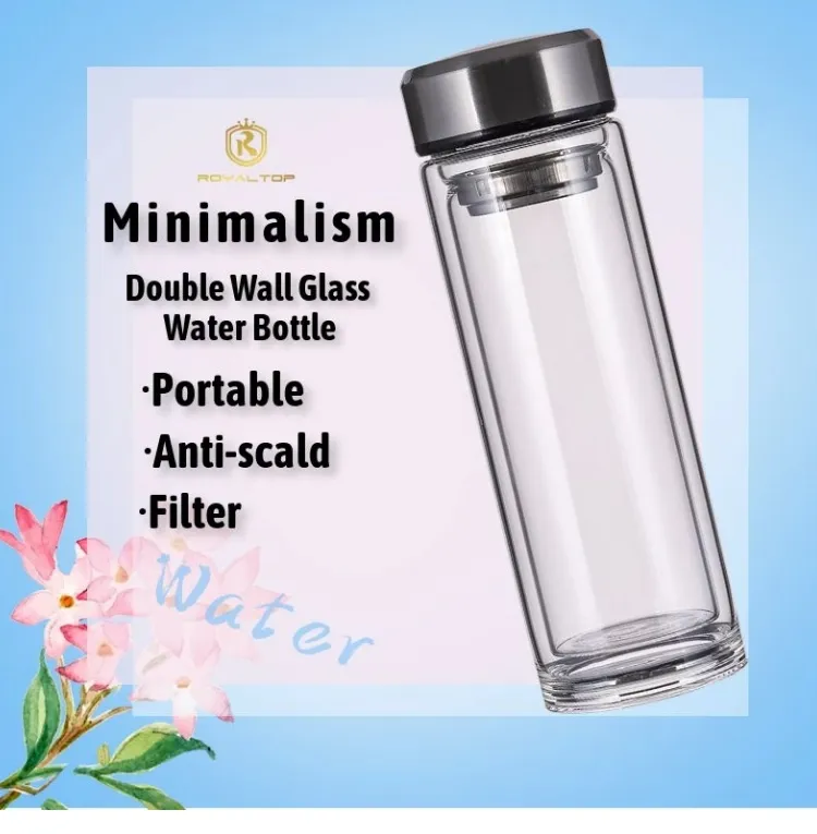 Borosilicate glass double wall water bottle