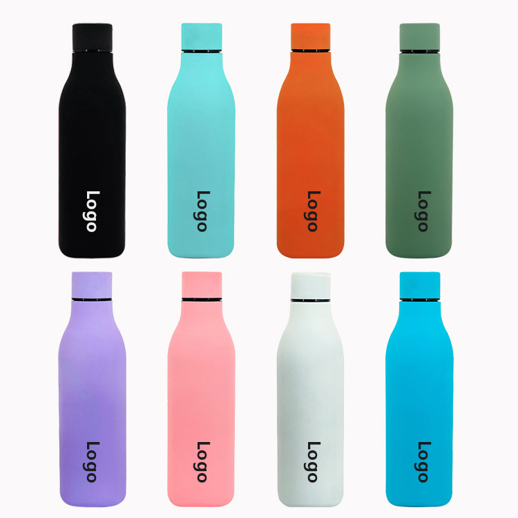 Top Selling Custom Colorful Double Wall Narrow Thermo Flask 750ml 500ml Stainless Steel Rubber Matte Paint Outdoor Small Mouth Drinking Water Bottle