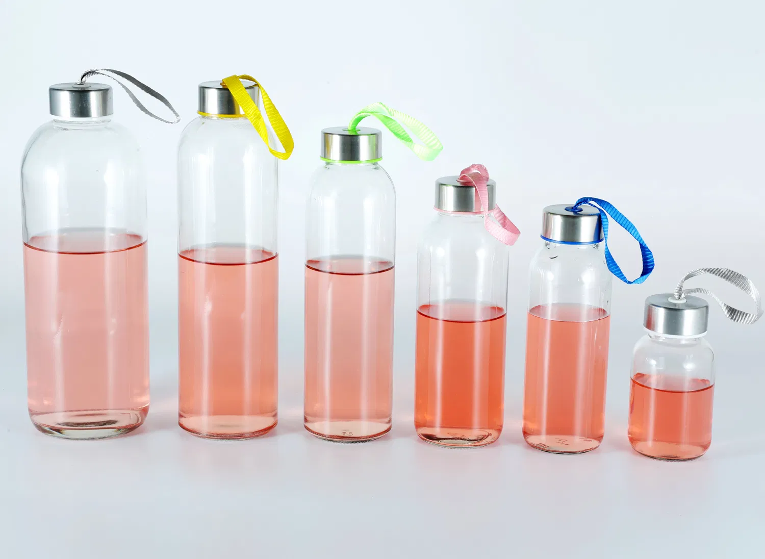 500ml Juice Beverages Glass Water Bottle with Bamboo/Stainless Steel Lid &amp; Sleeve 750ml 1L 300ml 14oz