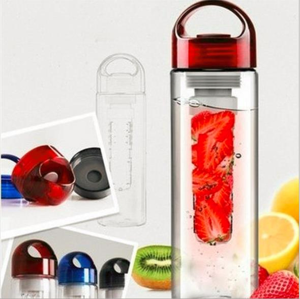 24 Oz Tritan Fruit Infuser Water Bottle, Leak Proof Screw Handle Bottle for Fruity Water, Juice, Iced Tea, Lemonade, Soda and More