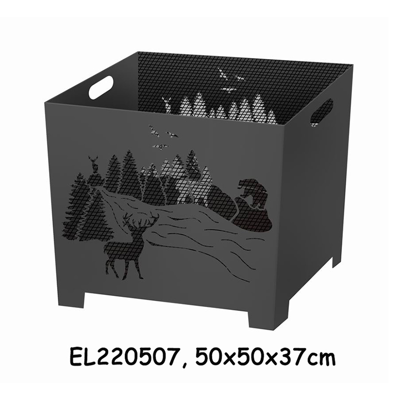 China Metal Square Fire Pit with Reindeer patterns Suppliers, Factory