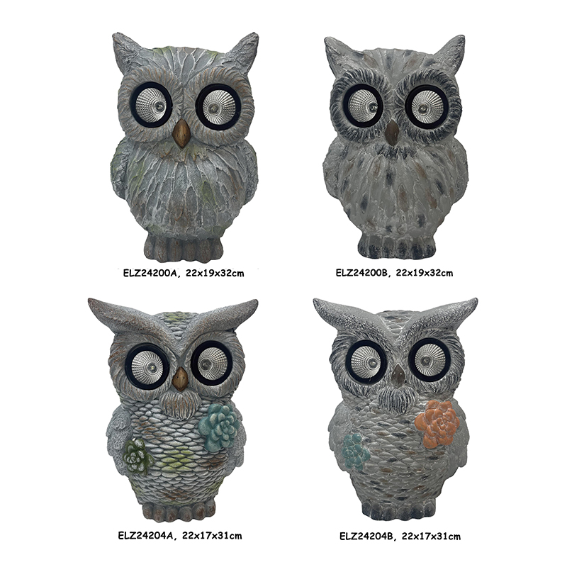 China Handcrafted Solar Owl Statue Garden Animals Statues Outdoor Decoration Manufacturer, Manufacturers