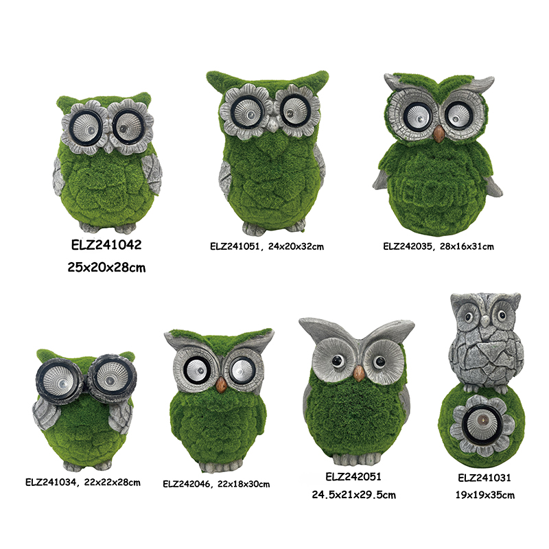 China Whimsical Grass-Flocked Solar Owl Statues Home And Garden Decoration Outdoor Decors Manufacturers, Supplier