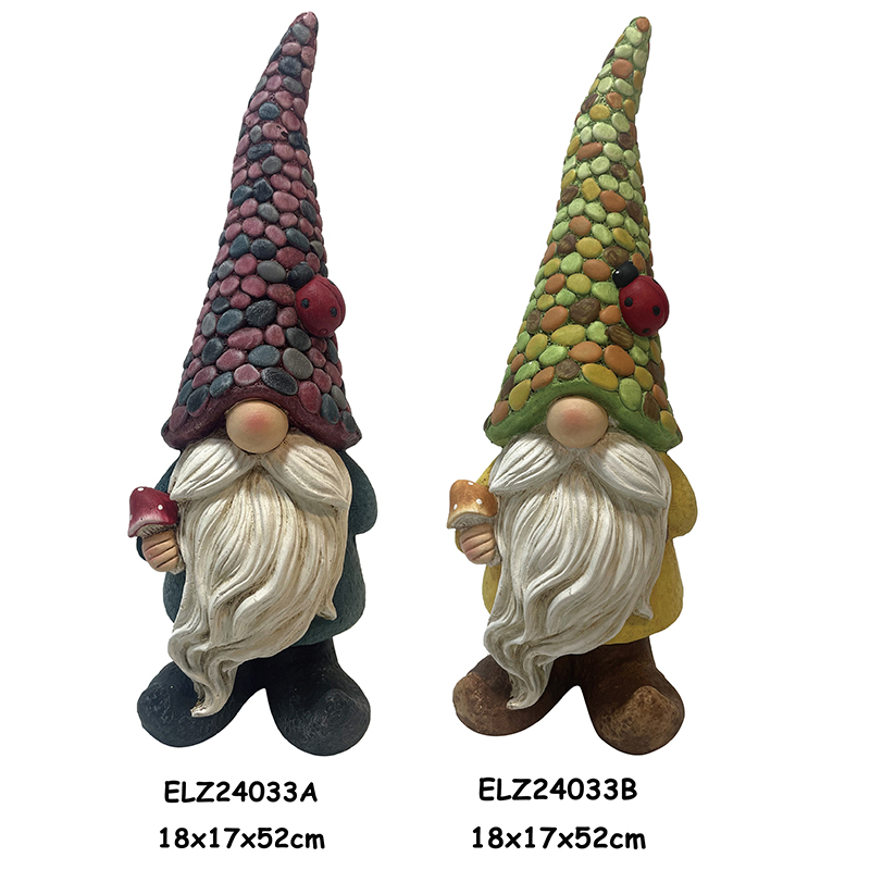 China Whimsical Garden Decor Enchanting Gnomes Statues Handcrafted Fiber Clay Gnomes with Colorful Hats Factory, Factories