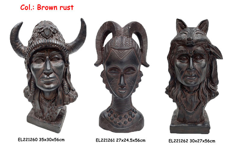 High-Quality Fiber Clay Handmade Crafts MGO Indian Heads Statues Portrait Indoor Outdoor  Suppliers, Factory