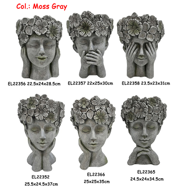 Wholesale Fiber Clay Handmade Crafts MGO Flower Crown Girl Thinking Face Planters Supplier, Products