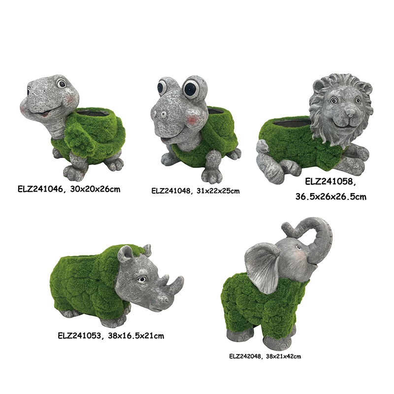 China Grass-Flocked Animal Planters Snail Turtle Lion Frog Rhino Crocodile Deco-Pot Animal Figures Garden Patio Home Decoration Suppliers, Products