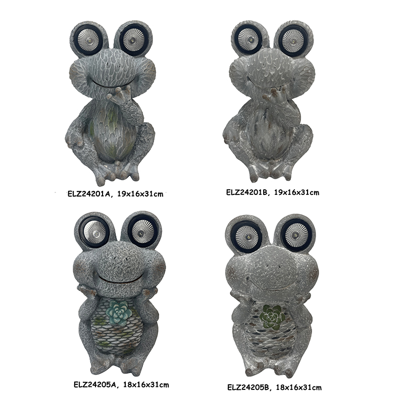 Wholesale Fiber Clay Solar-Powered Frog Figurines Garden Statues Home and Garden Decoration Manufacturers, Service