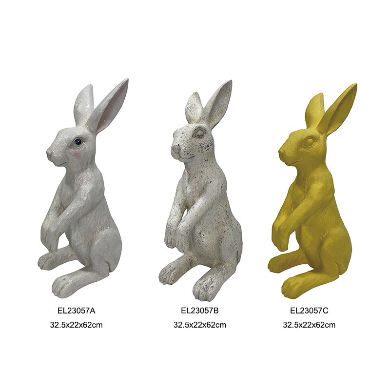 High-Quality Lustrous White Rabbit Garden Statue Rabbit Ornament Indoor and Outdoor Spring Easter Exporter, Service