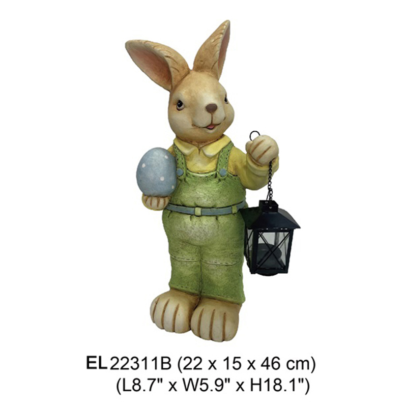 China Handmade Standing Rabbit Holding Lantern Garden Decoration Bunny Rabbit statues Suppliers, Exporter
