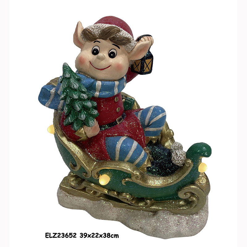 China Resin Art & Craft ELF WITH HOBBYHORSE SLEIGH CHRISTMAS FIGURINE DECORATION Manufacturer, Supplier