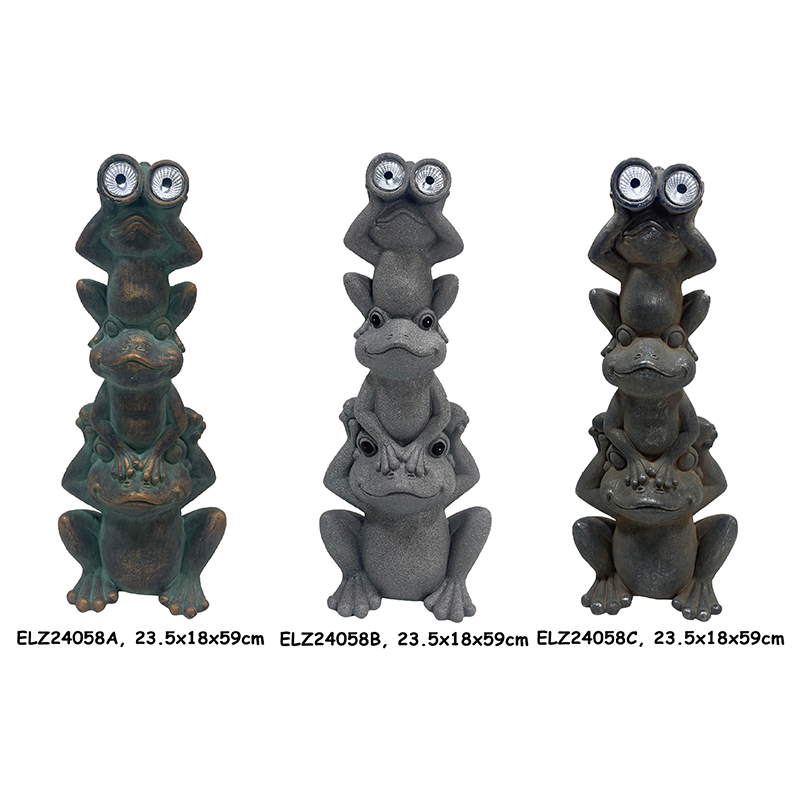 Best Fiber Clay Solar-Powered Playful Frog Statues For Garden Patio Indoor Decor Supplier, Service