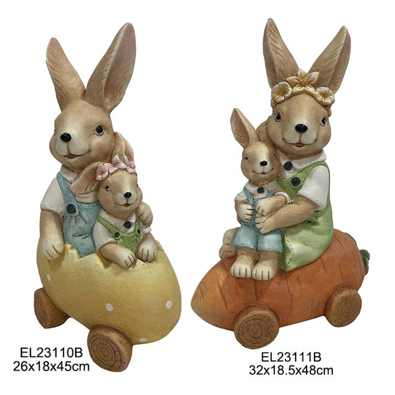 China Easter Egg and Carrot Vehicle Rabbit Figurines Spring Home and Garden Decoration Daily Decor Manufacturer, Supplier