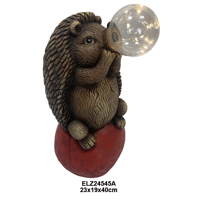 China Fiber Clay Delightful Hedgehog With Bulbs Collection Garden Home Outdoor Indoor Decoration Manufacturer, Manufacturers