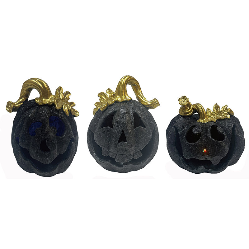 Best Resin Arts & Craft Halloween Pumpkin Decors with Light Jack-o'-lanterns Holiday Decoration indoor-outdoor statues Supplier, Factories