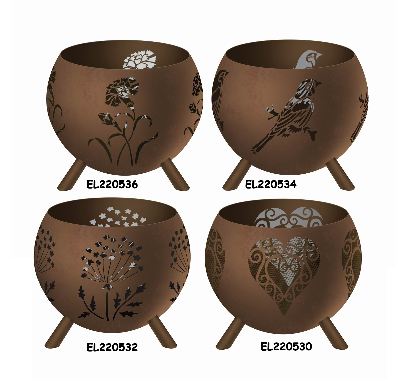 Best Oxidised Rusty Global Metal Fire Pit with Feet Bonfire Outdoor Heater for Wood Burning with Laser Cut Design Suppliers, Products