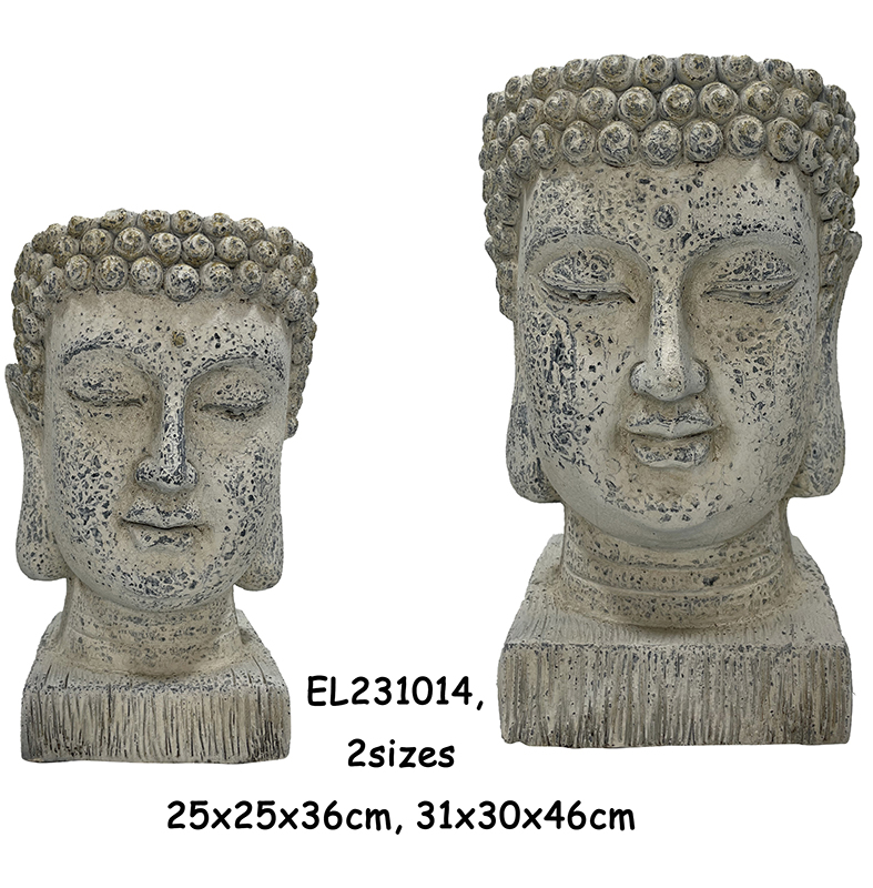 Fiber Clay Buddha Face Flowerpot Design 1