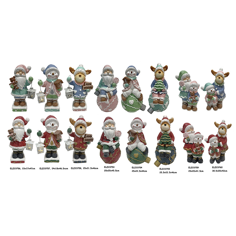 High-Quality HANDMADE AQUA BLUE  SWEET SNOWMAN SANTA REINDEER GINGERBREAD CHRISTMAS FIGURES LED LIGHTS SET OF 3 Manufacturer, Factories