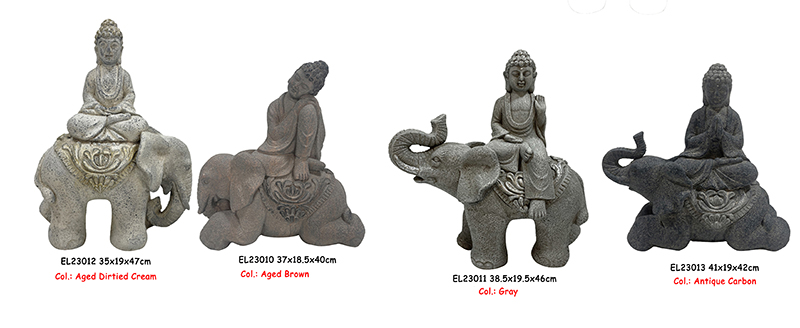 Wholesale Fiber Clay MGO Buddha with Elephant Statues Figurines Manufacturer, Service