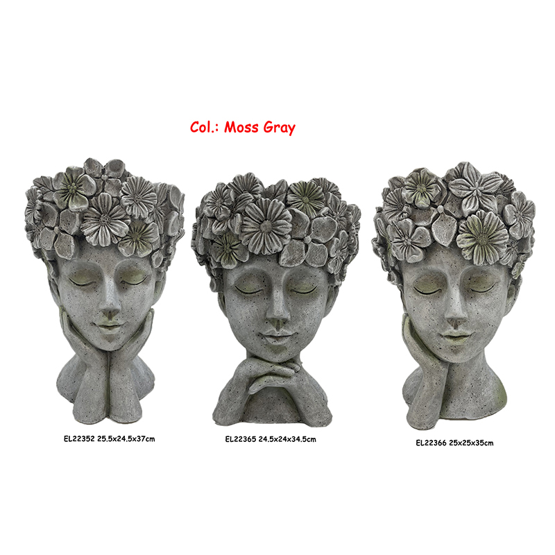 Wholesale Fiber Clay Handmade Crafts MGO Flower Crown Girl Thinking Face Planters Supplier, Products