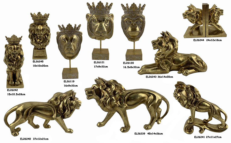 High-Quality Resin Arts & Crafts Tabletop Lion Figurines Candle Holders Bookend Exporter, Exporters