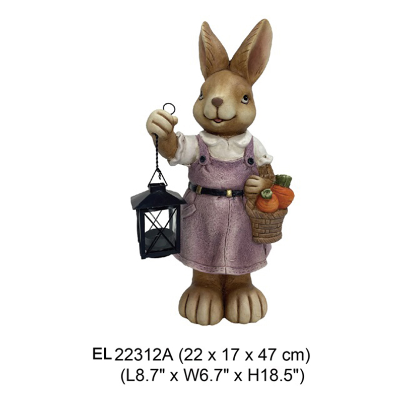 China Handmade Standing Rabbit Holding Lantern Garden Decoration Bunny Rabbit statues Suppliers, Exporter