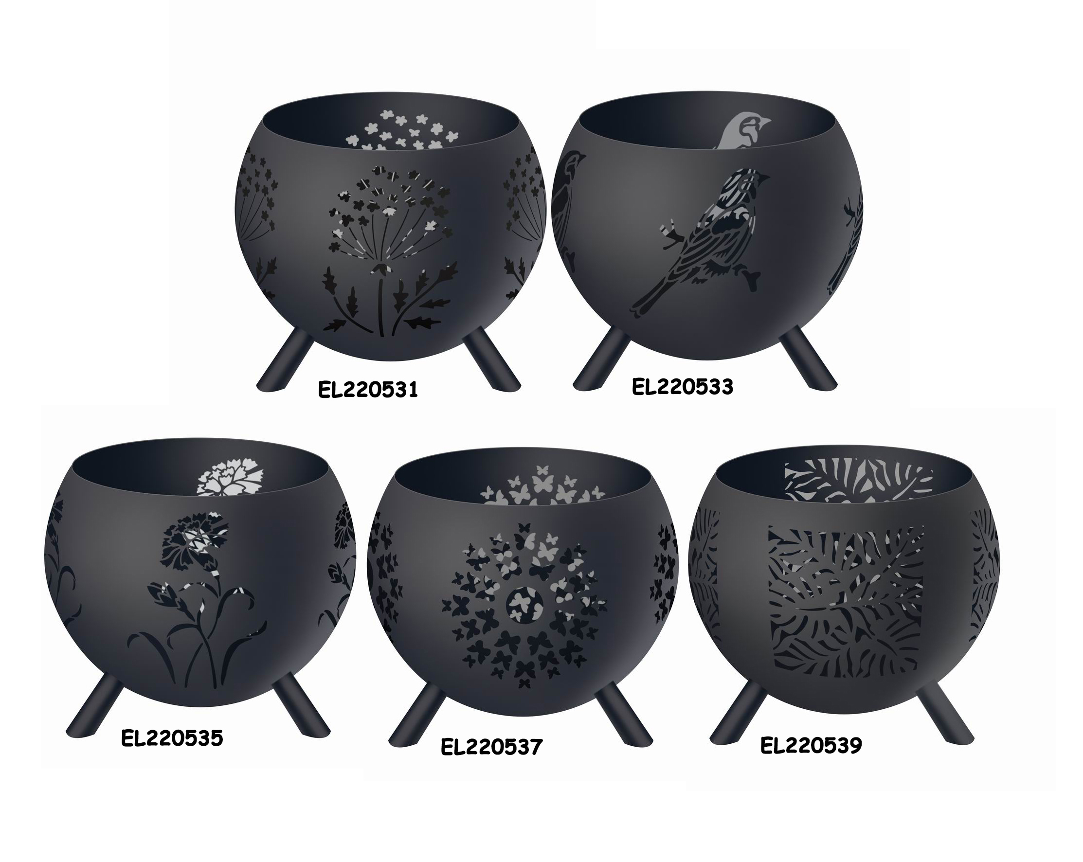 High-Quality High temperature Black Global Metal Fire Pit with Feet Bonfire Outdoor Heater for Wood Burning with Laser Cut Design Manufacturers, Products