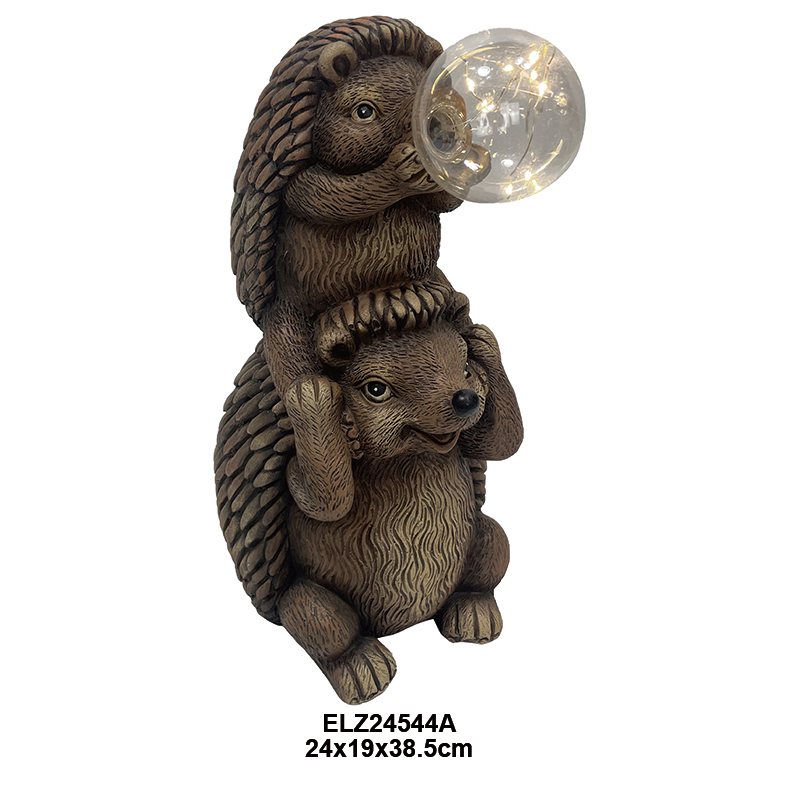 China Fiber Clay Delightful Hedgehog With Bulbs Collection Garden Home Outdoor Indoor Decoration Manufacturer, Manufacturers