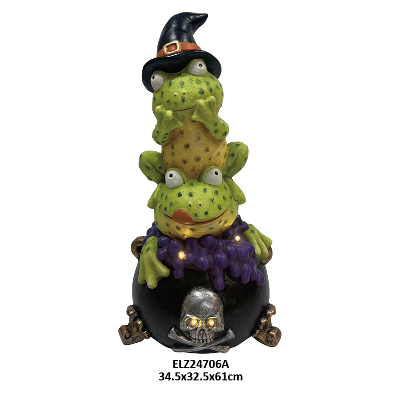 High-Quality Halloween Decorations Spooky Stacked Witch Frogs Skeleton Skull Fiber Clay Home Decors Manufacturer, Factory