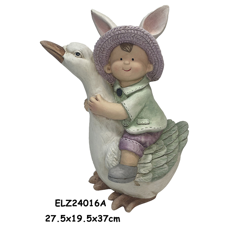 Wholesale Rustic Whimsy Duck and Chick Rider Statues Garden and Home Decoration Indoor Outdoor Exporters, Product