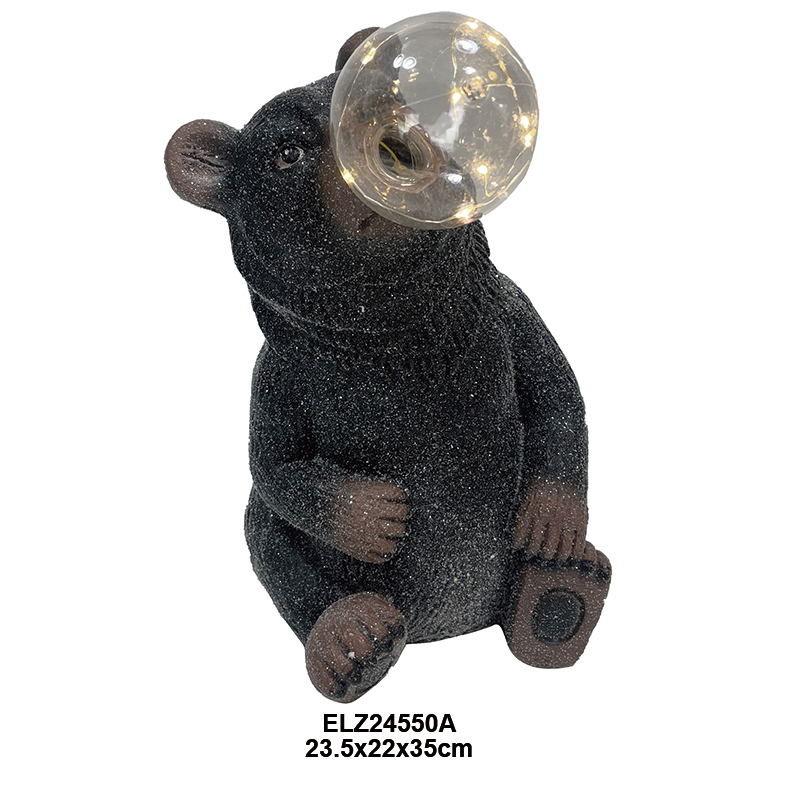 High-Quality Garden Decor Fiber Clay Bear With Bulbs Collection Bear Statues Indoor Outdoor Decoration Supplier, Product