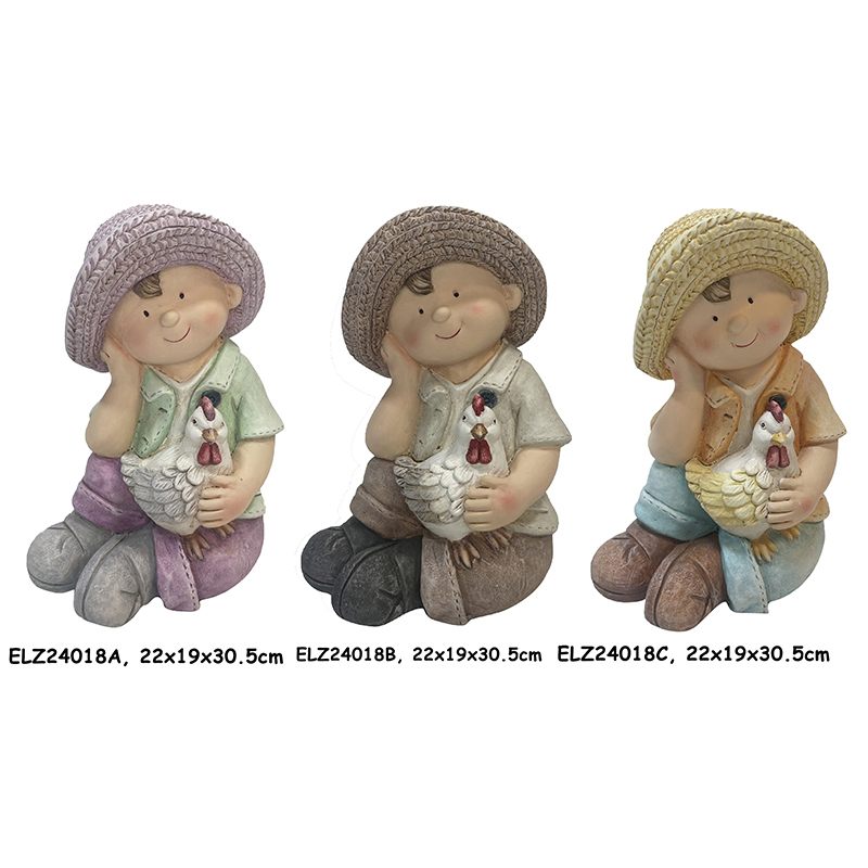 Best Handcrafted Children Statues with Eggshell Garden Boy statues Gardening Girl statues for Garden and Home Decor Suppliers, Service