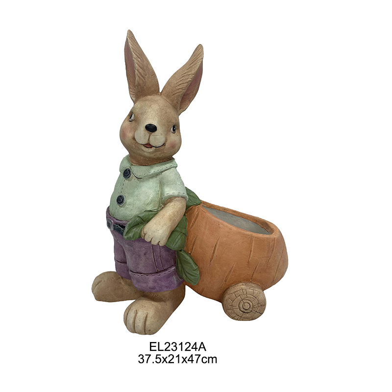 Best Garden Decor Spring Collection Rabbit Figurines Rabbits with Half Egg Planters with Carrot Carriages Exporters, Products