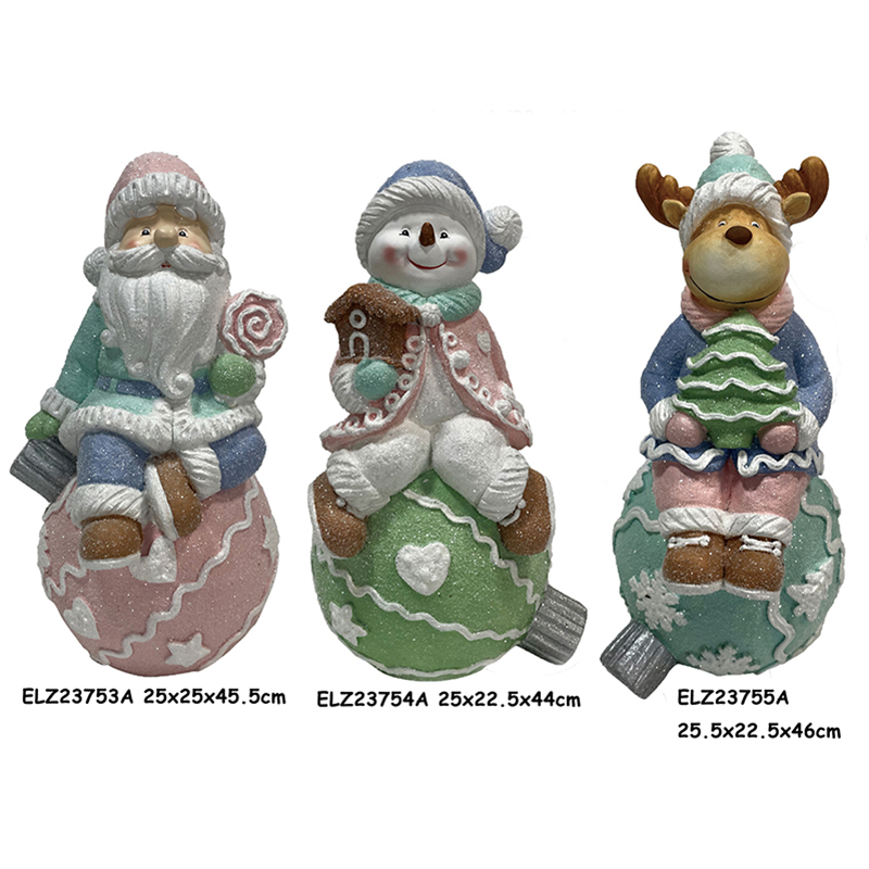 High-Quality HANDMADE AQUA BLUE  SWEET SNOWMAN SANTA REINDEER GINGERBREAD CHRISTMAS FIGURES LED LIGHTS SET OF 3 Manufacturer, Factories