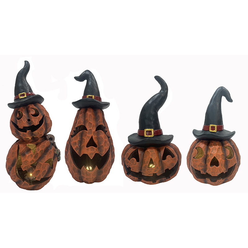 Wholesale Resin Arts & Craft Halloween Colorful Spooky Pumpkin with Light Trick-Or-Treat Decorations indoor-outdoor statues Manufacturers, Product