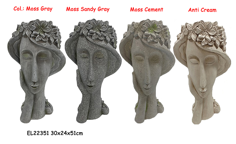 High-Quality Fiber Clay Handmade Crafts Lightweight Flower Crown Lady Face Planter Manufacturers, Factories