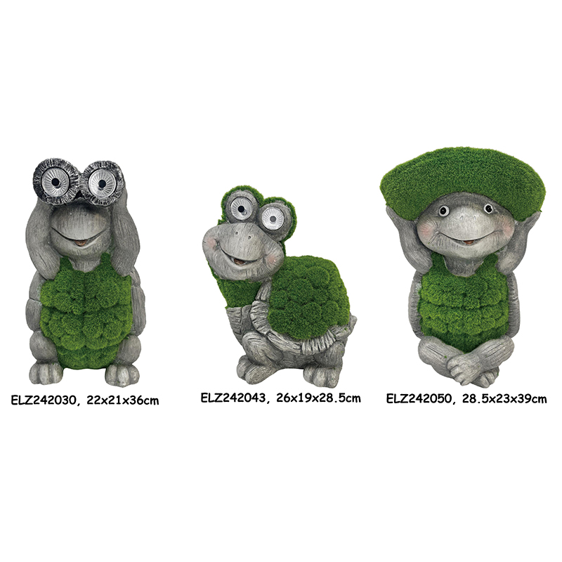China Grass-Flocked Solar Decor Figures Frog Turtle Snail Equipped With Solar-powered Eyes Garden Decoration Figures Supplier, Product