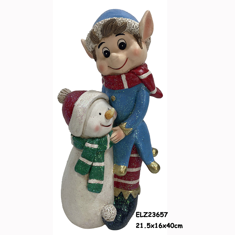 Wholesale Resin Art & Craft 20" ELF WITH TREE WELCOME SIGN SNOWMAN BALL CHRISTMAS FIGURINE LED LIGHTS DECORATION Supplier, Products