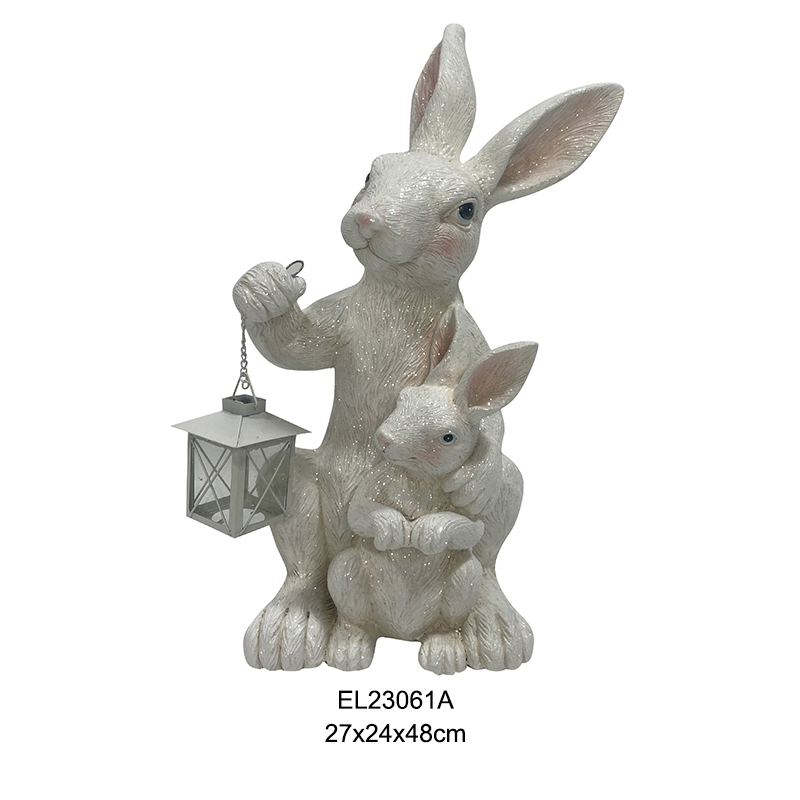 Wholesale Rabbit Lantern Duos Easter Figurines Cute Rabbits Easter Holiday Outdoor and Indoor Decor Manufacturers, Service