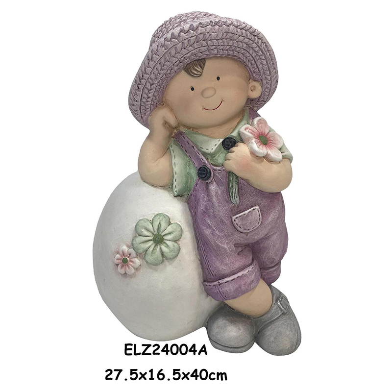 Wholesale Easter Decor Eggshell Companions Garden Boy And Girl Statues Outdoor Indoor Ornaments Supplier, Product