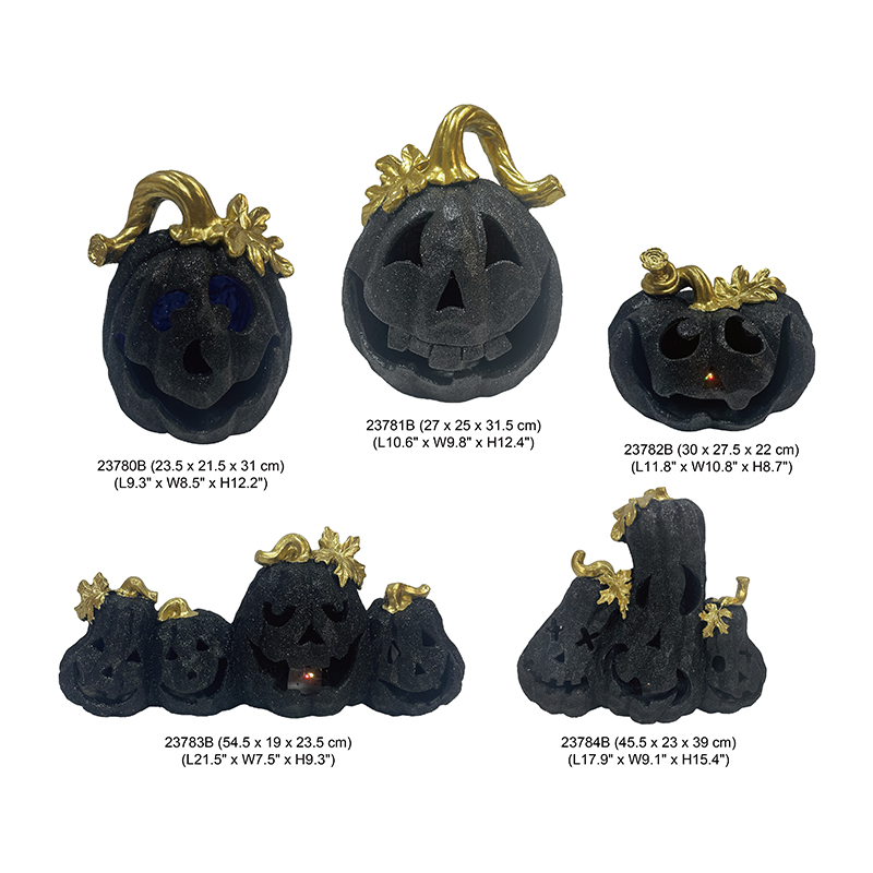 Best Resin Arts & Craft Halloween Pumpkin Decors with Light Jack-o'-lanterns Holiday Decoration indoor-outdoor statues Supplier, Factories
