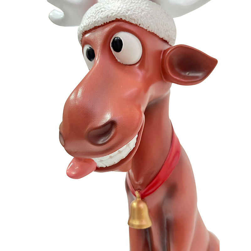 Best Resin Arts & Craft Funny Grimacing Sticking out tongue Christmas reindeer Statue Manufacturer, Service
