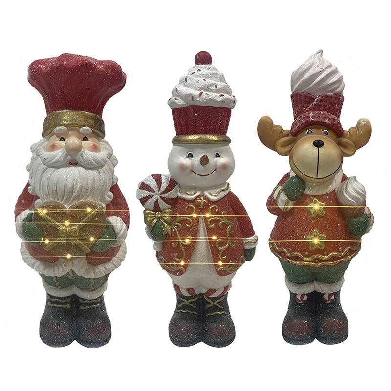 China HANDMADE AQUA BLUE ICED CUPCAKES WITH SNOWMAN SANTA REINDEER SET OF 3 FIGURES Product, Products