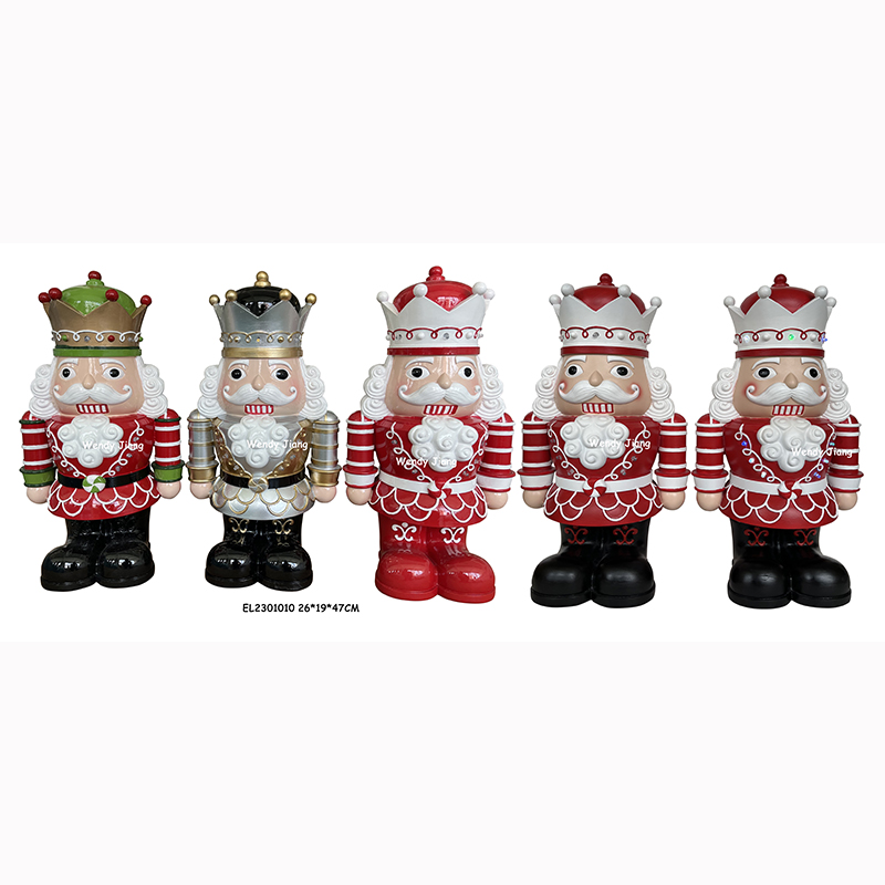 Wholesale Resin Handmade Crafts Lovely Nutcrackers Figurines Christmas Ornaments Tabletop Decorations w/LED Flash Colorful Lights Manufacturers, Products