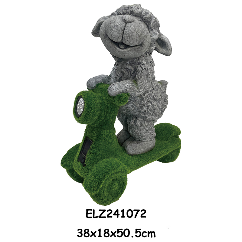 High-Quality Solar Powered Clay Charms Handcrafted Fiber Garden Statues Grass Flocked Decors Supplier, Factories